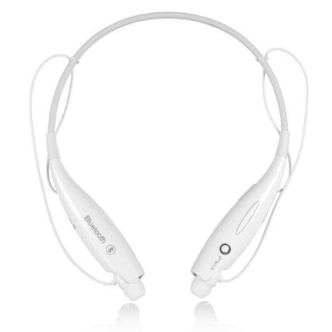TryAceHV-800 Wireless Bluetooth Music Stereo Universal Headset Headphone Bluetooth Headset Universal Vibration Neckband Style Headset Earphone Headphone for Cellphones Such As Iphone Nokia Htc Samsung Lg Moto Pc Ipad PSP and so on White