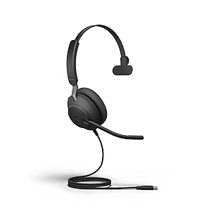 Jabra Evolve2 40 SE Wired Mono Noise Cancelling Headset - Features 3-Microphone Call Technology and USB-C Cable - MS Teams Certified, Works with All Other Platforms - Black