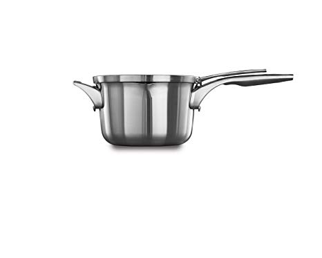 Calphalon Premier Space Saving Stainless Steel 3.5qt Pour & Strain Sauce Pan