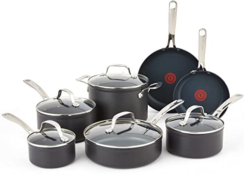 T-fal Unlimited Platinum Hard Anodized Non-stick, 12-Piece Cookware Set, Black