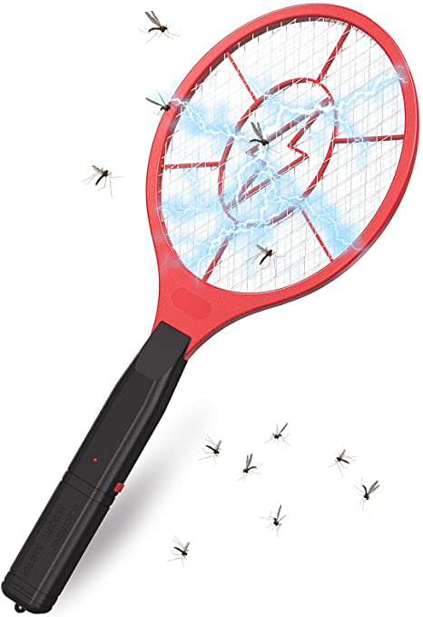 Fullsexy Bug Zapper Mosquito Fly Swatter 2500 V with Bright LED Light Electronic Swatter Killer for Home Indoor and Outdoor Use Red