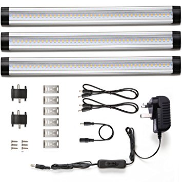 LE Under Cabinet Lighting, 3 Panel Deluxe Kit, Total of 12 Watt, 12 V DC, 900lm, Warm White, 24W Fluorescent Tube Equivalent, All Accessories Included, LED Light Bar, Strip lights