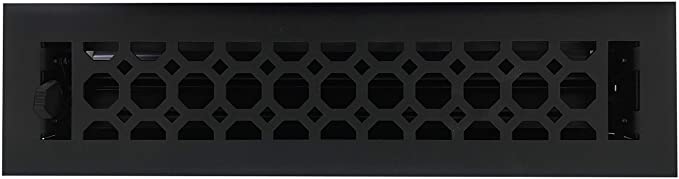 Empire Register Co, Textured Black Finish, Heavy Duty Floor Register, Honeycomb Design, in Cast Iron Look. Floor Vent Covers Size - 2 x 12 inch, Overall Face Size - 3.5 x 13.5 inch