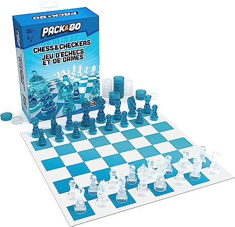 Pack & Go Chess & Checkers Board Game from Spin Master Games Portable 2-Player Games Chess Board Chess Set for Adults and Kids Ages 8 and up