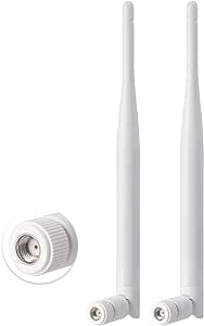 Eightwood 2.4GHz 5GHz 6dBi WiFi Antenna for Security Camera Surveillance DVR Recorder WiFi Router, RP-SMA Connector, White, 2-Pack