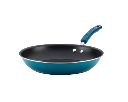 Rachael Ray Hard Enamel Aluminum Nonstick Skillet, 12-1/2", Marine Blue