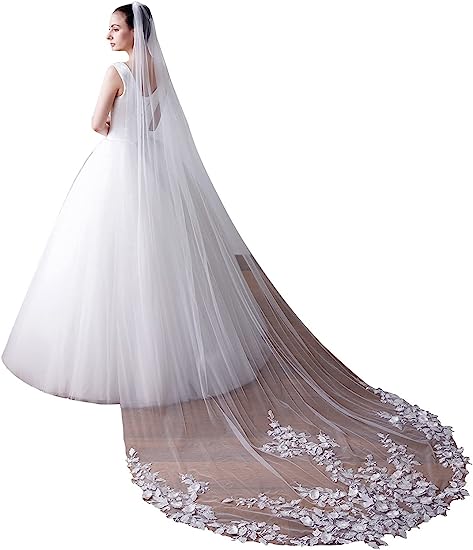 EllieHouse Womens Chapel Length Long Wedding Bridal Veil With Comb X43