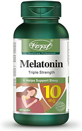 Vorst Melatonin 10mg with Vitamin B12 60 Capsules Triple Strength Sleeping Aid Insomnia Sleeping Pills Light Anti-Depressant Nerve Wellness and Regeneration