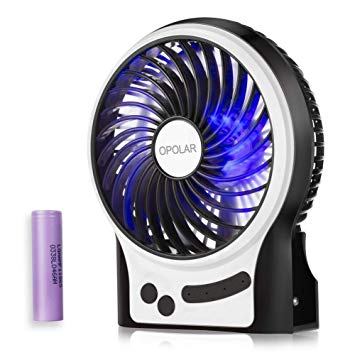 OPOLAR Battery Operated Desk Fan with Large Capacity of 3350mAh, Max. 15 Hrs Per Charge, Strong Wind, 3 Speeds, Portable, Rechargeable, Quiet, USB Powered, Perfect for Outdoor or Office and Home