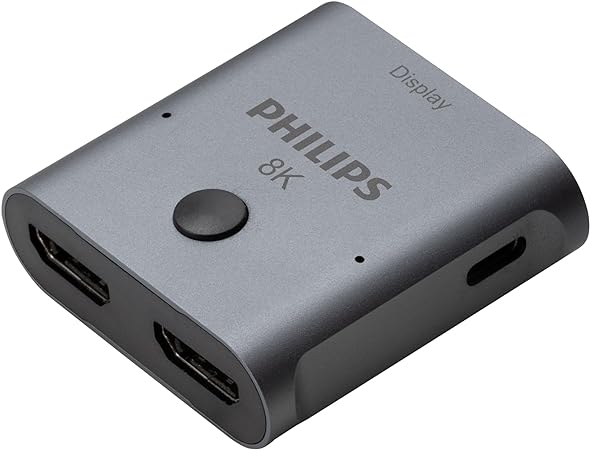 Philips 2 Device HDMI 2.1 Switch Splitter [8K@60Hz 4K@120Hz] Dolby Atmos, HD Dolby 7.1 Surround Sound, 48 Gbps Data Transfer, Switch Selector, Gaming, Smart TV, Firestick, PS5, PS4, xBox, SWV9173GR/37