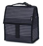 PackIt Freezable Lunch Bag with Zip Closure Gray Stripe