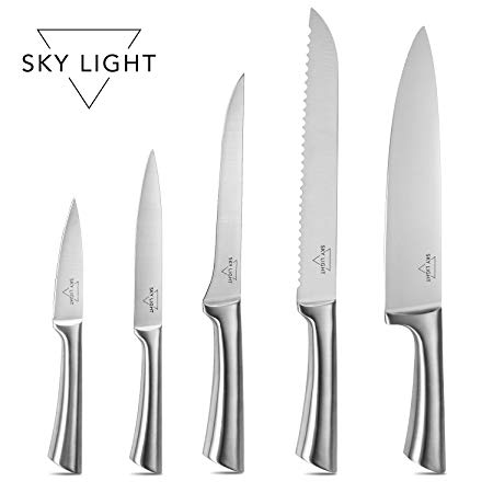 5-Piece Kitchen Knives Set, Hign Carton Stainless Steel Cutlery Knife Gift Set with Chef, Paring, Carving, Utility Knife