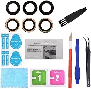 Rear Back Camera Lens Glass Replacement for Motorola Moto Edge 2021 XT2141 Black with Pre-Installed Adhesive/Tool Kit/Instruction (3pcs Per Set)