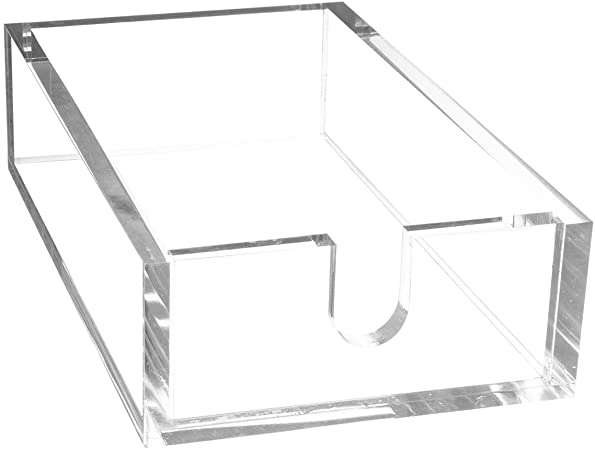 Acrylic Guest Towel Holder, Fancy Paper Napkin Tray Caddy for Kitchen, Dining, Bathroom, Party, 6x10x2.5" Clear