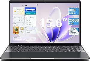 SGIN Laptops Computer 8GB DDR4 256GB SSD, 15.6 Inch Laptop with Celeron Processor (up to 2.6 GHz), UHD Graphics 600, Bluetooth 5.0, Webcam, Mini HDMI, USB3.0, Type-C