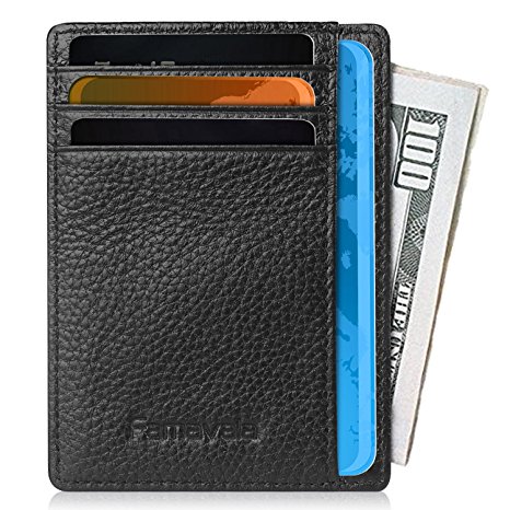 Famavala Minimalist Genuine Leather RFID Blocking Front Pocket Wallet