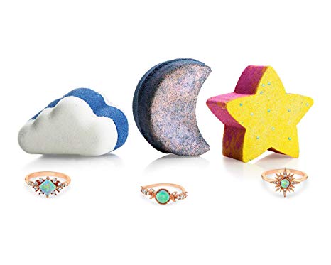 Fragrant Jewels Celestial Bath Bomb Trio with Collectible Rings (Size 5-10)