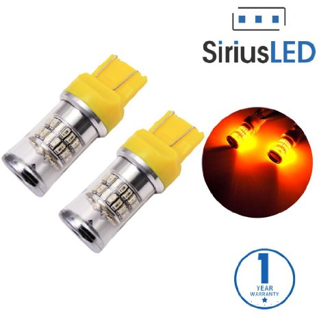SiriusLED Super Bright 3014 Chip 48 SMD Dual Brightness LED Lights Bulbs for Car Turn Signals Reverse Backup Brake Tail Lights 7443 7444 7441 7440 992 W21W T20 Amber Yellow