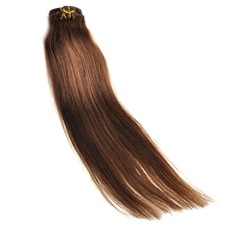 Tengda Straight Human Hair Clip in Hair Extension 15" 7pcs 70g #6 Chestnut brown