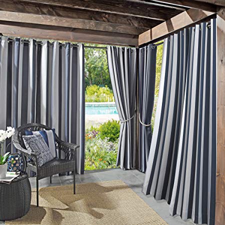 Sun Zero Valencia UV Protectant Indoor Outdoor Curtain Panel, 54" x 95", Navy Blue