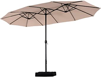 PHI VILLA 15'x9' Extra Large Patio Umbrella (Base Included) Rectangular Outdoor Umbrella
