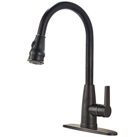 Commercial High Arch Antique Brass Single Lever Pull Down Pull Out Spray Oil Rubbed Bronze Kitchen Sink Faucet, ORB Kitchen Faucets With Deck Plate