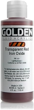 4 Oz Fluid Acrylic Color Paint Color: Transparent Red Iron Oxide