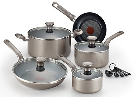 T-fal C716SE Excite Nonstick Thermo-Spot Dishwasher Safe Oven Safe Cookware Set, 14-Piece, Gold