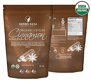 Organic Ceylon Cinnamon Powder 16 Oz 1lb. 100% Premium Ceylon Cinnamon Powder - Herbs India