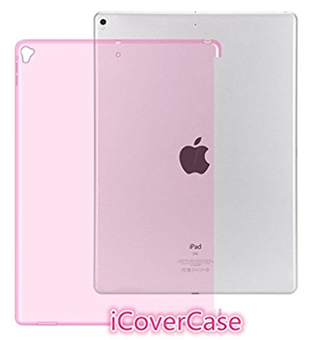 iPad Pro Case, iCoverCase Ultra-thin Silicone Back Cover Clear Plain Soft TPU Gel Rubber Skin Case Protector Shell for Apple iPad Pro 12.9" (Pink)