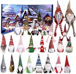 2024 Gnome Advent Calendar,Christmas Gnome Advent Calendar Calendar 2024 24 Days Christmas Advent Calendar Gnome Plush Dolls Christmas Holiday Decor Gnome Gift for Adults Kids(A)