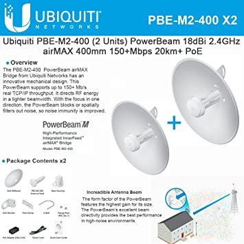 Ubiquiti PBE-M2-400 2-PACK PowerBeam M2 18dBi 2.4GHz airMAX 400mm 20km  PoE