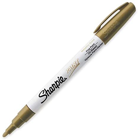 Sharpie Oil-Based Paint Marker, Fine Point, Metallic Gold, 1 Count - Great for Rock Painting