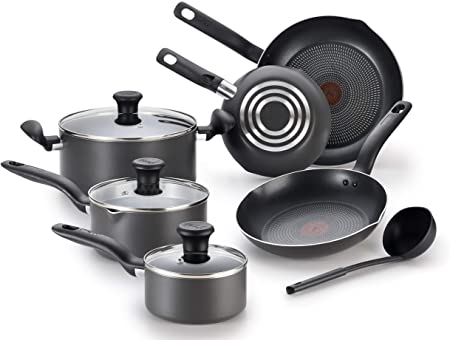 T-fal A821SA Initiatives Nonstick Inside and Out, 10-Piece, Black