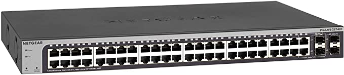 NETGEAR 48-Port Gigabit Ethernet Smart Switch (GS748T) - Managed with 4 x 1G SFP, Desktop/Rackmount, and ProSAFE Limited Lifetime Protection