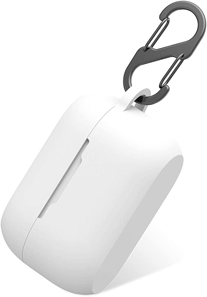 Aotao Silicone Case for Jabra Elite 75t & Jabra Elite Active 75t, Soft and Flexible, Scratch/Shock Resistant Cover with Carabiner for Jabra 75t Earbuds (Elite 75t, White)