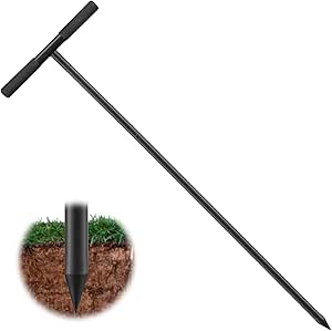 Soil Probe Rod, 32-48inch Adjustable Ground Rod with T-Handle - Metal Soil Probe for Tile Probing, Soil Compaction, Locating Septic Tank, Pipe and Gopher Runs Locating Tool