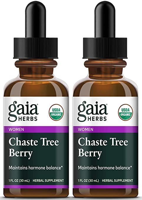 Gaia Herbs Chaste Tree Berry, Liquid Supplement, 1 Ounce (Pack of 2) - Hormone Balance for Women, USDA Organic Vitex Chasteberry Extract