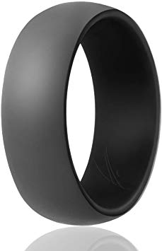 ROQ Silicone Wedding Ring for Men - 3 Packs/4 Packs & Singles - Duo Collection Silicone Rubber Wedding Bands - Classic Styles