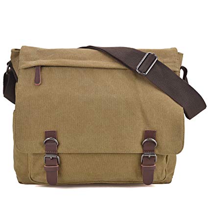 Dasein Vintage Canvas Messenger Bag Causal Crossbody Sling Bag School Shoulder Bag Business Briefcase for 15" Laptop