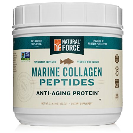 NEW! Natural Force® Wild Caught Tasteless Marine Collagen Powder *BEST MARINE COLLAGEN FOR SKIN* Anti Aging Collagen Peptides, Hydrolyzed Type 1 and 3 Fish, Non-GMO Paleo Protein, 11.63 oz.