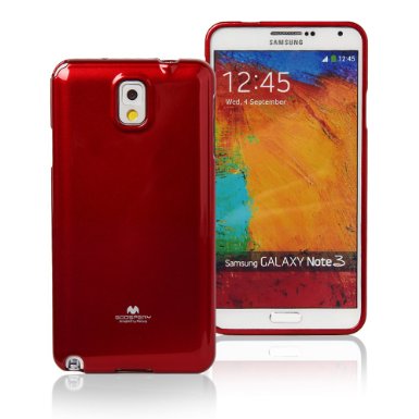 Galaxy NOTE 3 Case, [Ultra Slim Fit] Goospery® Color Pearl Jelly Case *Slight Pearl Glitter* [Anti-Yellowing   Anti-Discoloring Finish] Premium TPU Cover [Shock Absorption] - Red