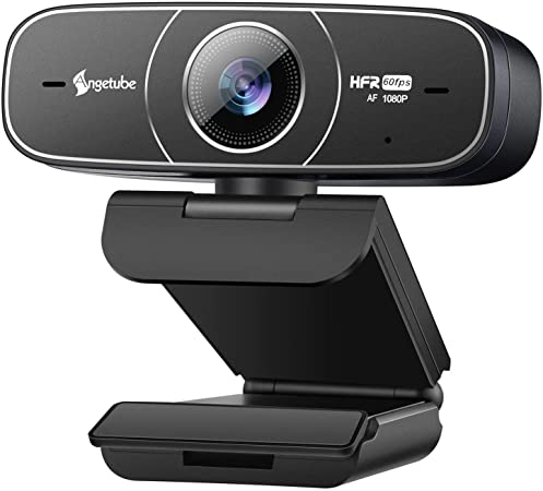 Webcam AutoFocus HD 1080P 60FPS with Microphone for Streaming, Angetube USB Web Computer Camera for Conference Video Calling,Compatible with Zoom Skype Facetime Windows Android iOS Desktop Laptop