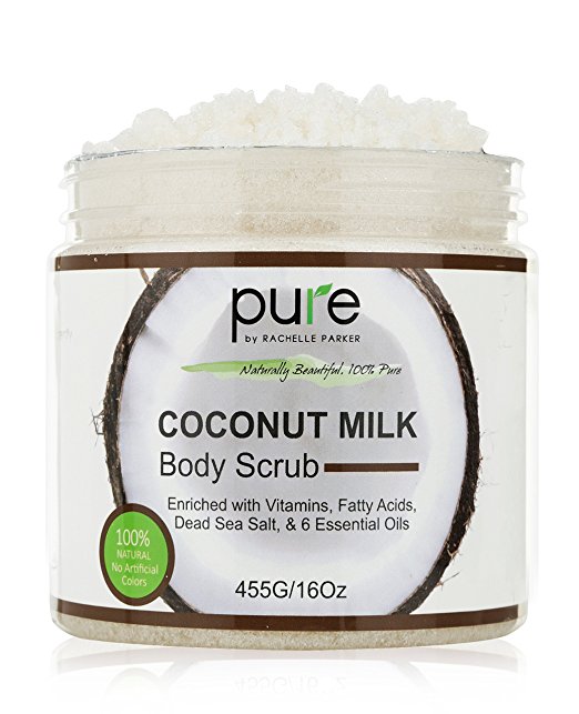 PURE Organic Coconut Milk Scrub with Dead Sea Minerals, 16 Oz. – Deep Moisturizing & Nourishing, Exfoliates, Clears Eczema, Removes Wrinkles, Rejuvenates & Leaves Skin Vibrant