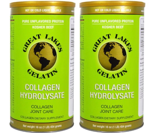 Great Lakes Gelatin, Collagen Hydrolysate, Collagen Peptides, Grass-Fed, Non GMO, 16 oz, 2-Pack, FFP
