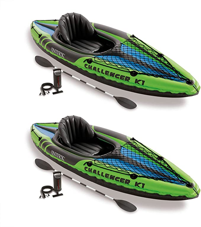 Intex Challenger K1 1-Person Inflatable Sporty Kayak w/Oars and Pump (2 Pack)