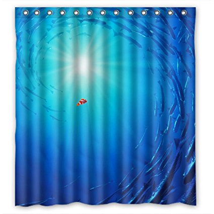 Colorful Undersea World Little Fish and Nemo High Quality Fabric Bathroom Shower Curtain 66 x 72 Inches