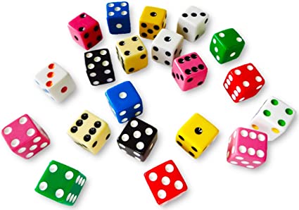 Discount Learning Supplies 20 Assorted Dice 10 Colors 16 mm - Great for Gaming Casino Night - Brought to You by DLS