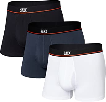 SAXX Men’s Underwear - Non-Stop Stretch Cotton Trunk – Pack of 3 with Built-In Pouch Support and Fly-Underwear for Men