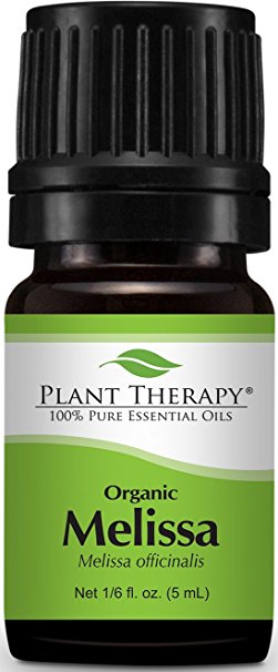 Plant Therapy USDA Certified Organic Melissa Essential Oil. 100% Pure, Undiluted, Therapeutic Grade. 5 mL (1/6 Ounce).